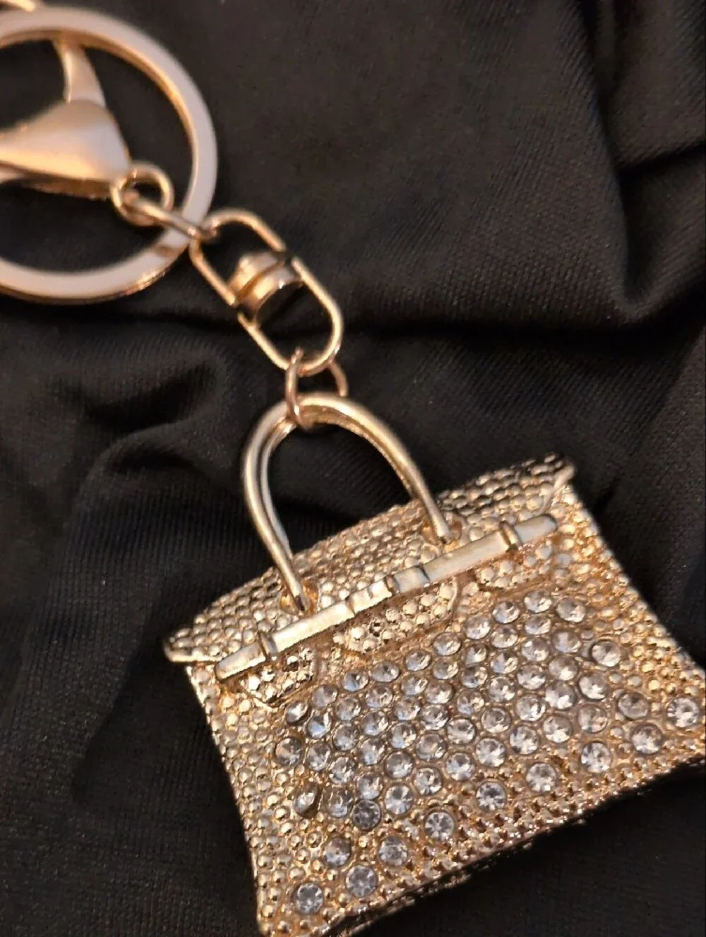 Gold Crystal Minaudière Purse Bag Charm/ Keychain
